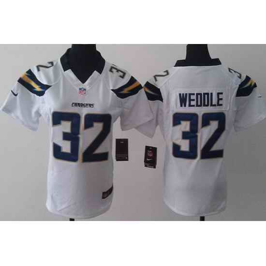 Women Nike San Diego Chargers 32 Eric Weddle White NFL Jerseys